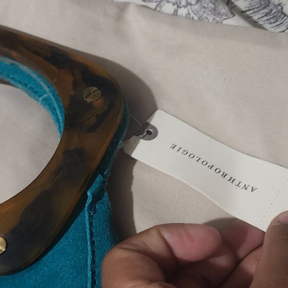 Anthropologies Turquoise  Blue Clutch Bag With resin handles - Picture 7 of 10